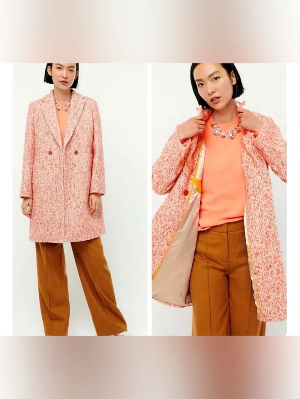 J. Crew Daphne in Italian Tweed Topcoat Faded Guava Nayla Size 0P